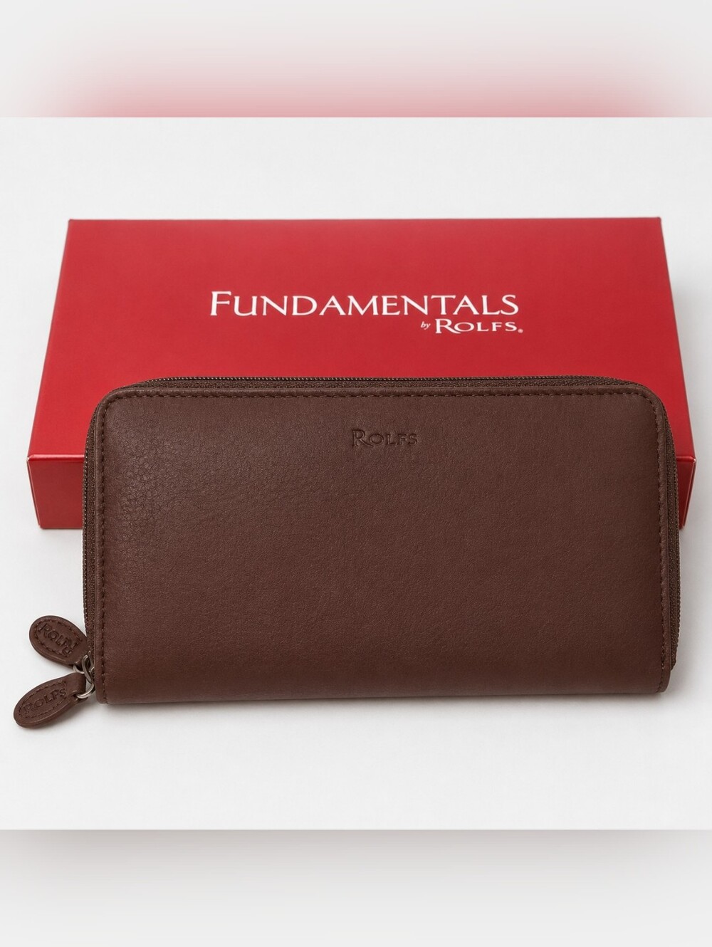 Rolfs Dark Brown Full-Zip Leather Wallet